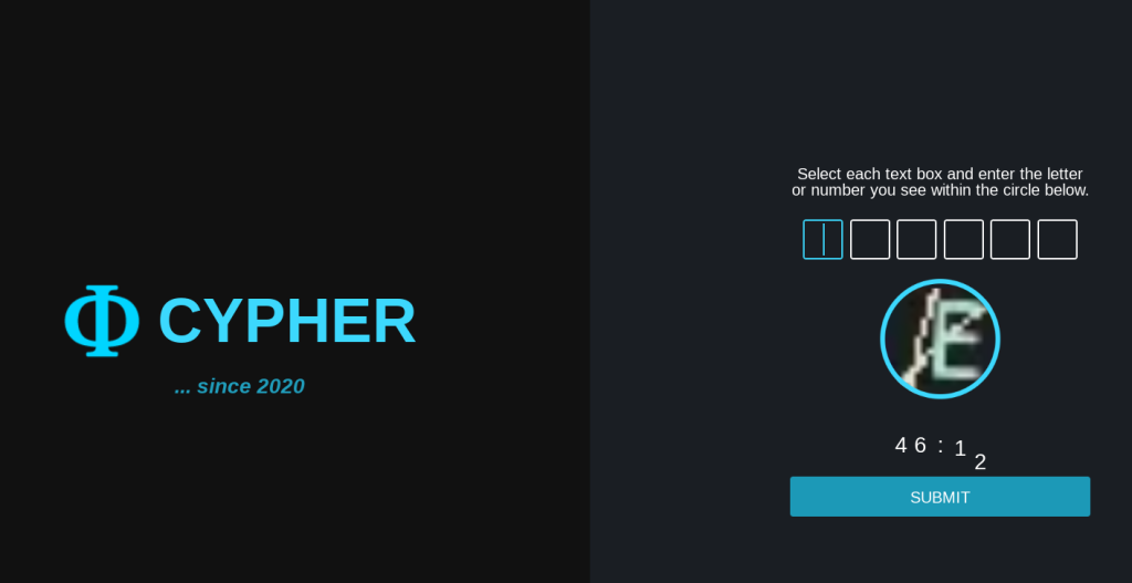 Cypher market login page
